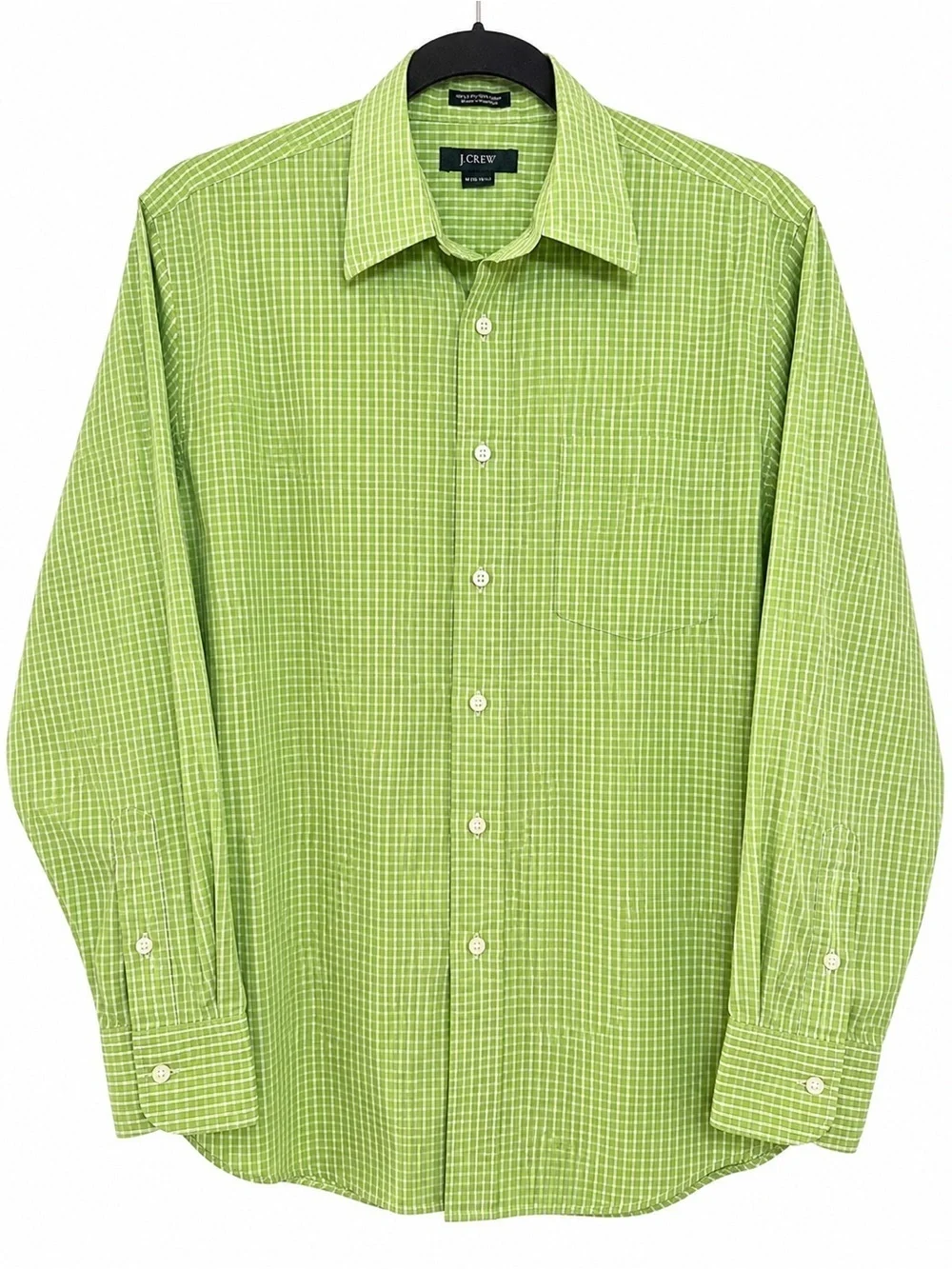 J.Crew Green Check Button Down Shirt Men’s Medium 15-15.5 100% Cotton